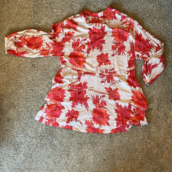 NWT Free People Sand & Red Floral Dress - Picture 10 of 13
